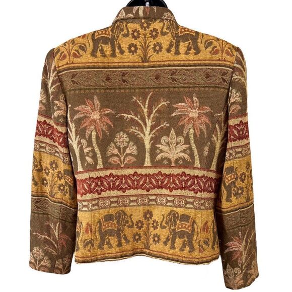Vintage Giancarlo Ferrari Elephant Print Tapestry Zip Up Blazer Jacket - Picture 8 of 9
